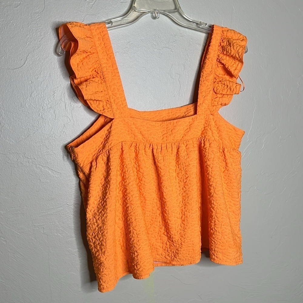 TCEC Neon Orange Crop Ruffle Top - Picture 7 of 7